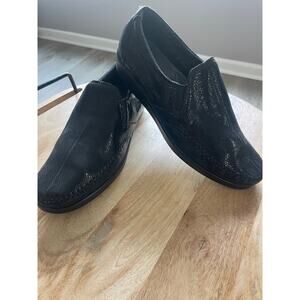 SAS DREAM Womens Black Snake Leather Comfort Loafers Shoes 10